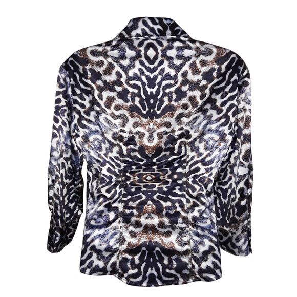 Just Cavalli Italy 44 Leopard Animal Print 3/4 Length Sleeve Blouse - Picture 2 of 9